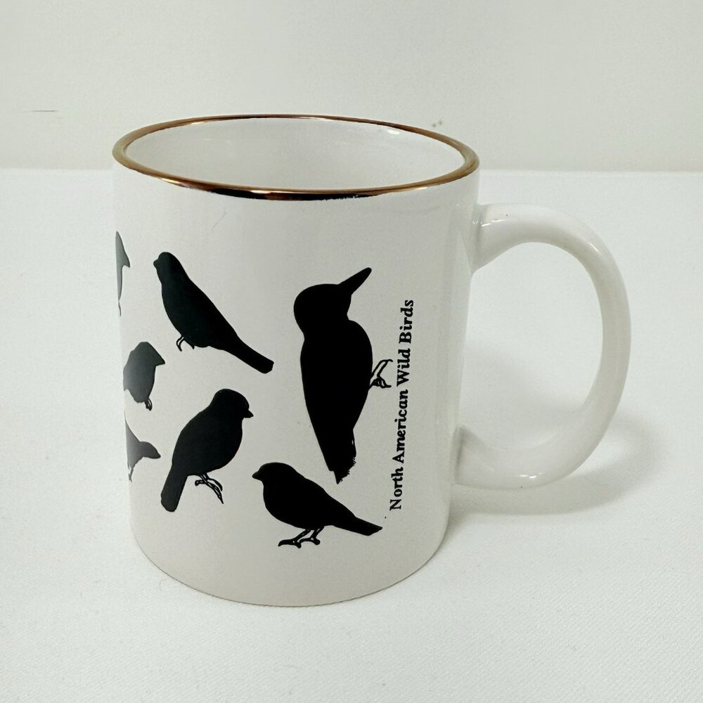 North American Wild Birds Mug Blackbird Watcher Wildlife Silhouette Shadow Gold